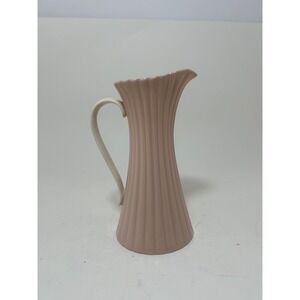 Lenox Pink Fluted Pitcher Gold Trim Fine China Made in USA Matte Porcelain Vase